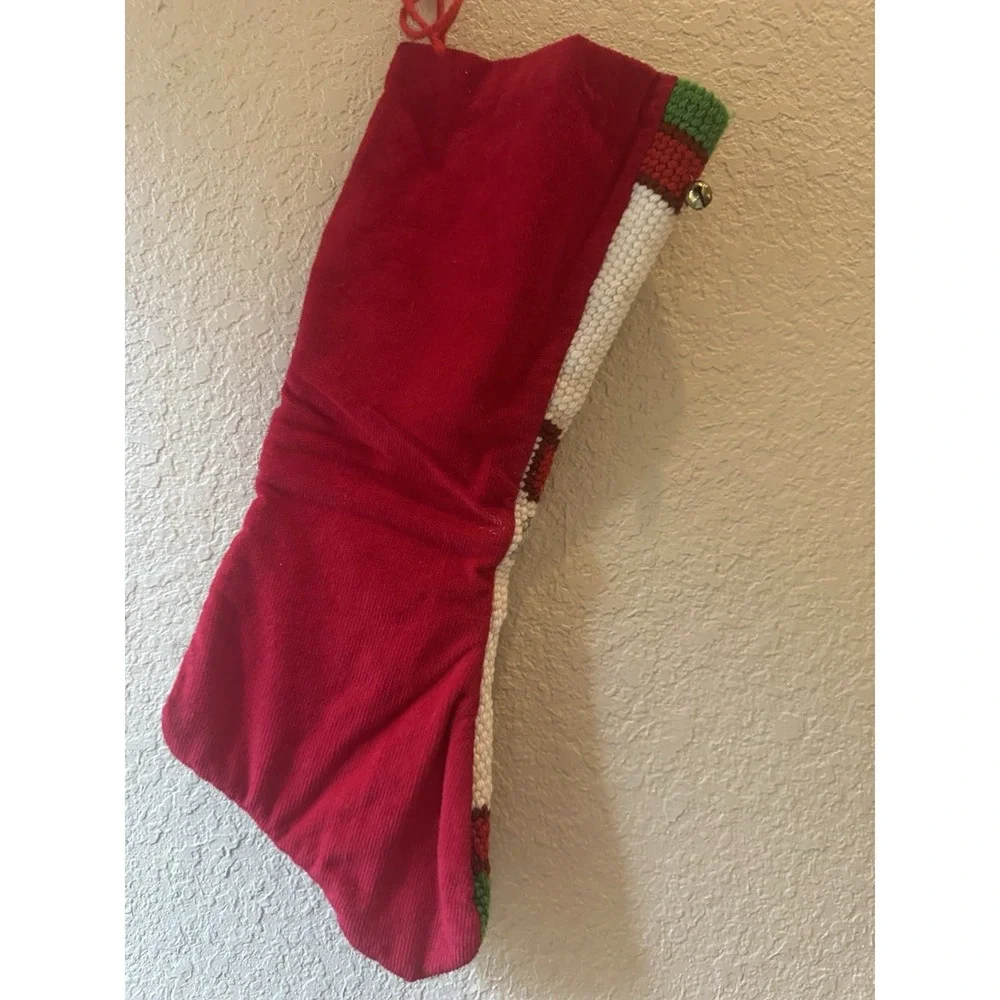 Christmas Stocking‎ Snowman Hand Hooked Large  with bells